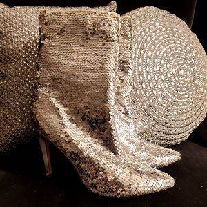 Silver sequin heels